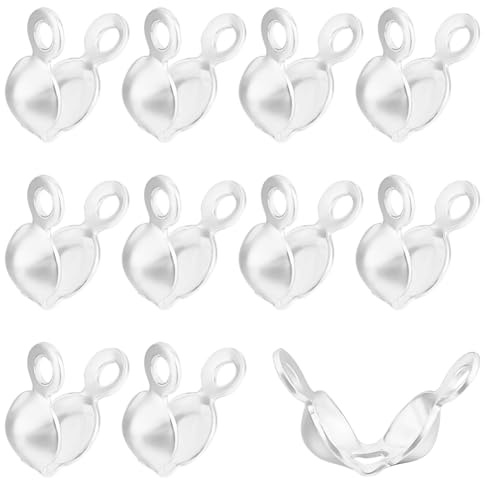 Beebeecraft 1 Box 20 Stück Perlenspitzen Knotenabdeckungen Sterlingsilber Clamshell Crimpspitzen Perlen Umklappbare Perlenabdeckungen Endkappen Für Die Herstellung von Armbändern (3 mm Tasse)