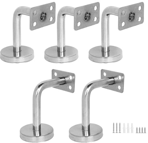 FWEEK 5 Stück Handlaufhalter Edelstahl, Handlaufhalter Handlaufträger, 60x80mm Geländerhalter Handlaufhalter für Flache Treppenhandläufe, Innenwand, Korridor und Holz Geländer