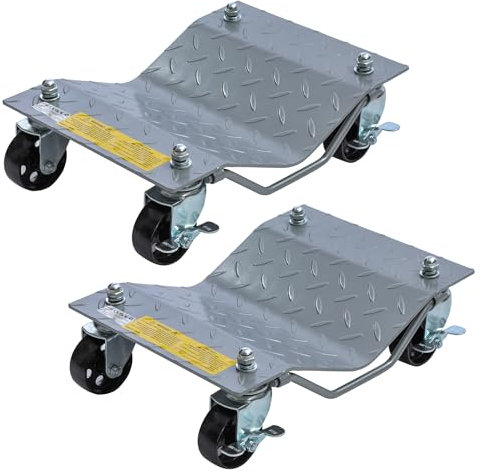 KATSU Tools 2 Piezas Rodillos Maniobra para Coches, Carga 1,5 Ton, Ruedas Mover Coche Taller Garaje Ayuda Aparcar con 40x30 cm Plataforma y Rueda Bloqueable Carro de Manipulación de Coches