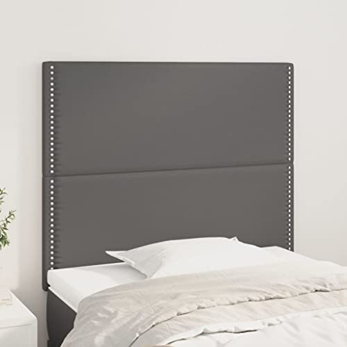 CKioict Betthaupt Wandkissen Bett Bettkopfteil Schlafzimmer Kopfteile 2 STK. Grau 80x5x78/88 cm KunstlederGeeignet für Schlafzimmer, Gästezimmer, Schlafsaal