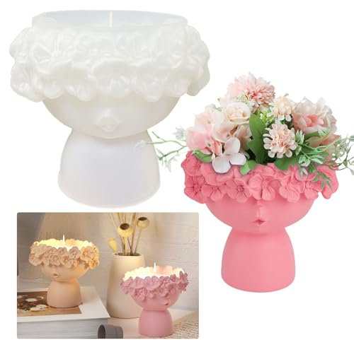 Silikonform Blumenmädchen Blumentopf Gießform 3D Vase Silikonformen Mädchen Silikon Beton Gipsform für DIY Handwerk