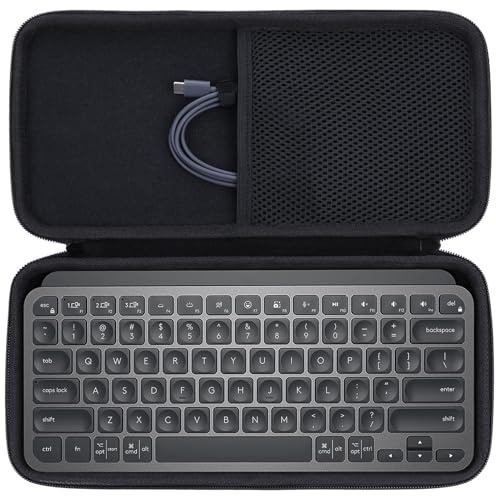 Lebakort Hart Reise Schutz Hülle Etui Tasche für Logitech MX Keys Mini Kabellose Kompakt Bluetooth Tastatur (Schwarz) | Tastatur Tragetasche, Harte Schale, Haltbarer Griff, einfach zu tragen, ausgestattet mit Mesh Bag