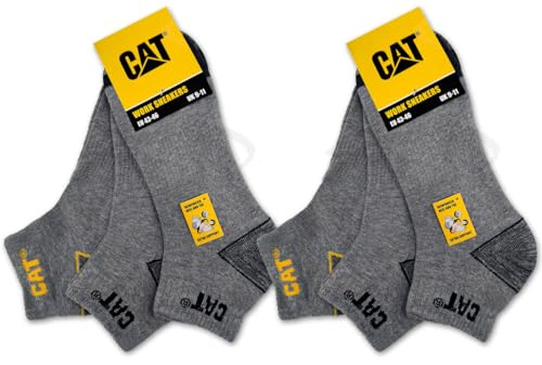 Cat er 6 paia di calzini da lavoro CAT WORK SNEAKERS da lavoro, calzini da lavoro, calze da lavoro, taglia 39-50, 6 paia di grigio mélange, 43-46