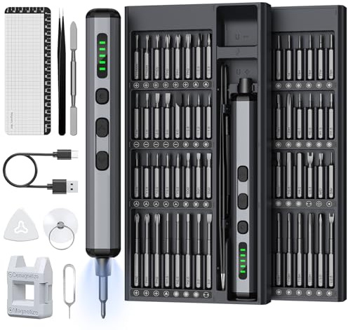 Mini Elektrisk Skruvmejselset 72-i-1 – Precisionsskruvdragare med LCD-skärm & 5 Hastighetslägen – Magnetiskt Bitsset med LED-ljus för Reparation av Mobil, Laptop, Klockor & Glasögon
