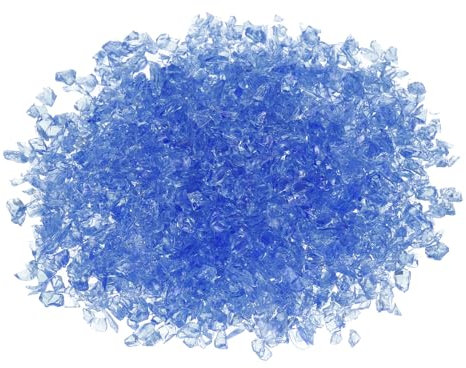 QUARKZMAN 1 Livre Feu Verre Pierre, 3-6 mm Élevé Lustre Réfléchissant Foyer Fosse Verre Roches pour Cheminée Feu Fosse Table Maison Jardin Décoration, Vase Remplisseuse, Bleu