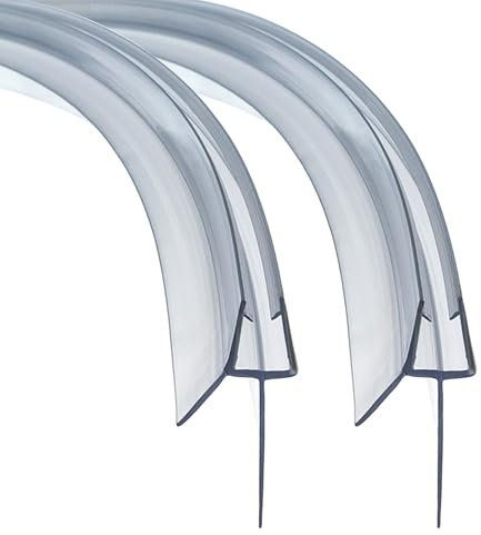 QOROCO Guarnizione per doccia curva, 2 x 40 cm, per porte in vetro da 4 – 6 mm, con bordo in gomma più lungo (labbro 20 mm), situazioni con maggiore altezza dal pavimento, guarnizione di ricambio in