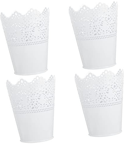 IWOWHERO 4pcs Storage Buckets Lace Design Iron Makeup Organiser Dustproof Cosmetic Container Box