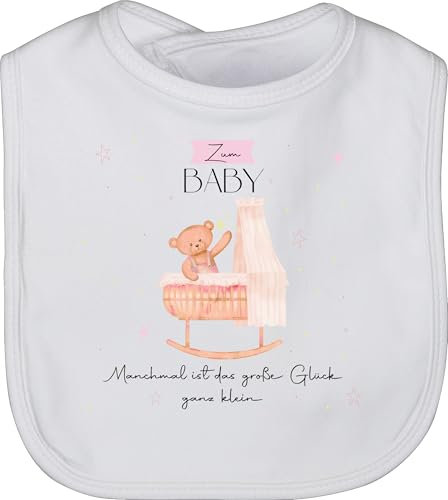 Shirtracer Lätzchen - Das Große Glück ist manchmal ganz klein | Geschenk zur Geburt eines Kindes | Taufgeschenk für ein Baby Mädchen | Babyshower-Geschenk - Unisize - Weiß - buben babygeschenk born