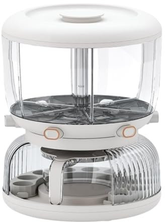 HYKJCSS Müslispender Cornflakes Behälter Reisspender EIN-klick-Reisausgabe Lebensmittelbehälter 360 ° Drehbare Getreideseparator-Aufbewahrungsbox 6 Gitter Müslispender Küche(White)