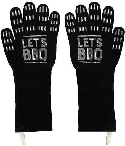 Fusion Food BBQ Gloves – Fire Resistant Multipurpose Oven Gloves with Fingers, Heat Resistant Up to 1472°F / 800°C, Long Wrist Non-Slip Silicone Grip Kitchen Mitts for Grilling, Baking & Cooking