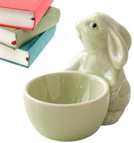 Espositore per uova, portauovo di Pasqua in ceramica, tazze in ceramica, a di coniglietto, espositore per la colazione bollito per uova dure e morbide, per soggiorno, camera da letto, libreria e