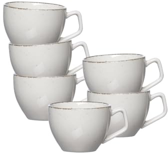 Ritzenhoff & Breker Espressotassen-Set Casa 6-teilig, 80 ml, Mokkatassen im Vintage-Look, Mix & Match-Geschirr, Spülmaschinenfest & Mikrowellengeeignet, Porzellan, Beige