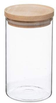 UNIVERSDECOR - Set mit 2 Vorratsgläsern aus Glas und Holz, luftdichter Deckel von Atmosphera (2 Vorratsgläser, luftdichter Deckel, 1 Liter: 9,7 x 18 cm)