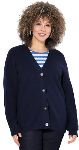 Ulla Popken Damen große Größen Übergrößen Plus Size Strickjacke, Uni mit großen Knöpfen