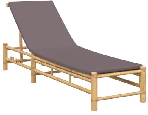 Gecheer Sonnenliege Gartenliege Liegestuhl Liege Gartenmöbel Saunaliege Strandliege mit Auflage 55x199x30 cm Bambus 4108227