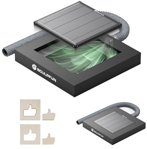 SCULPFUN H5 - Mesa de panal láser con salida de humo y ventilador de 6000 rpm, 400 x 400 mm, placa de escape para máquina de grabado láser S9 S10 S30 Pro Max SF-A9 todas las máquinas de grabado láser