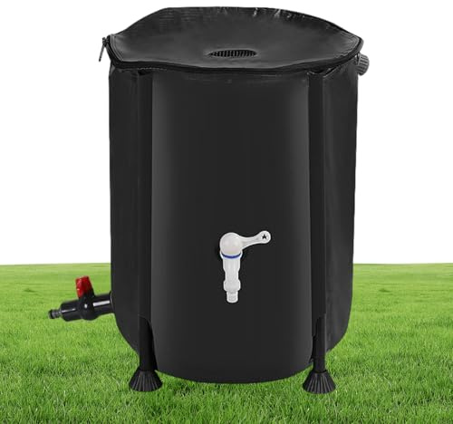 Barril de lluvia | Barril de recogida de agua de techo - Tanque de almacenamiento portátil de agua de lluvia de 200 L con filtro Kit de desbordamiento Spigot, tanque de agua robusto a prueba de clima