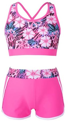 Freebily Tankini Bambina Mare Costume da Bagno Bikini Due Pezzi Canotta Crop Top Estivo + Pantaloncini da Bagno Spiaggia Nuoto Costumi Mare Piscina Swimsuit Beachwear