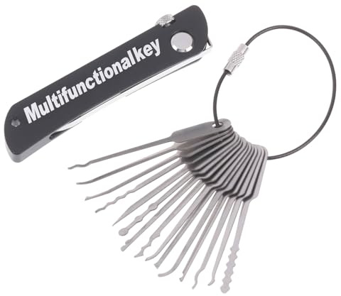 1Set Multi-Tool Lock Metal Picks Utility Knife Outdoor Tool with Key Chain for Essential Non-Electric Use Practice Lock Tools