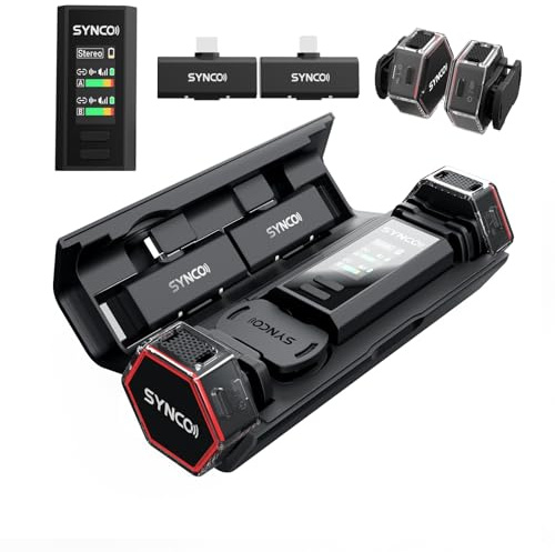 SYNCO G4 Wireless Lavalier Mikrofon kabelloses Mikrofons, 2.4 GHz mit 200 m Reichweite 2,0 Geräuschunterdrückung tragbares 8 Stunden Mini-Mikrofon für Rundfunk Vlogging Streaming YouTube