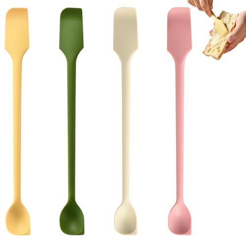 4 Stücke Praktische teigschabero,teigschaber klein restelöffel, Mini Spatel Set Mit Doppelkopf, Teigschaber Klein Für Kosmetikdosen Und Lebensmittelgläser