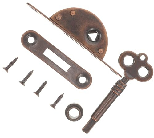 Artibetter Serrure Antique Semi-circulaire en Fer Finition Bronze Vert, Serrure de Meuble Vintage Clés, Verrou de Tiroir et Armoire pour Bureau, Placard et Meuble Ancien, Système de Sécurité
