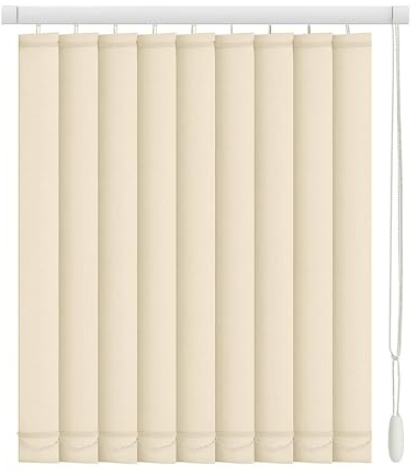 Lamellenvorhang Vertikaljalousie Nach Maß, Komplettset Verdunkelungsjalousie, Deckenmontage Jalousie Lamellen Rollo für Zuhause Büro, Inklusive Zubehör, Beige(W80x180cm)