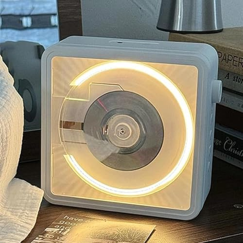 Bluetooth CD Player with Speakers, Dimmable Ring Light, Desktop Wall Mount, Headphone Jack, Supports CD-R CD-RW MP3 WMA Formats