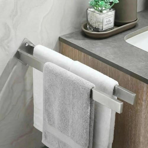 Doppelstab-Handtuchstange 40 cm, Edelstahl, Wandmontage, Handtuchstange, Bohrmontage, zweilagiger Handtuchhalter für Badezimmer, Küche, modernes quadratisches Design Gebürstetes Nickel
