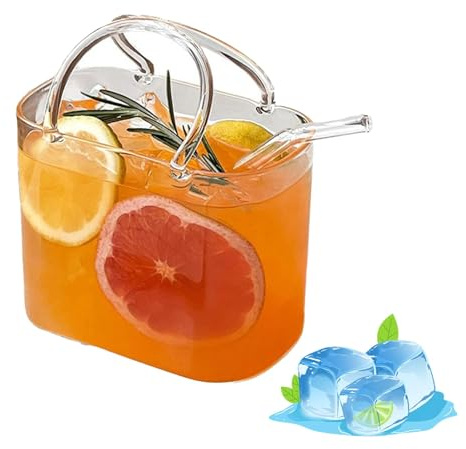 Verre à boire en forme de sac à main | Verre à cocktail créatif et mignon | Vase en verre borosilicate en forme de sac à main | Pour jus, thé glacé et fleurs