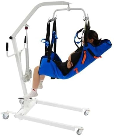 Electric Patient Lift,Mobile Ceiling with Emergency Descent and Nylon Sling,Adjustable Base,Hoist for Lifting Elderly for Home and Care Facilities, 150kg Capacity