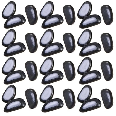 Toddmomy Schwarze Natürliche Kieselsteine aus Pebbles für Aquarium Deko und Garten Runde Form mit Drainage und Formstabil für Outdoor Dekoration