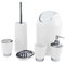 BATHROOM SET 6 PIECE ACCESSORY BIN SOAP DISH DISPENSER TUMBLER TOOTHBRUSH HOLDER (WHITE)