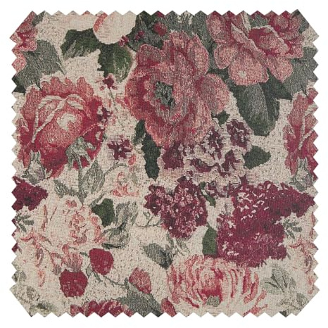 novely® HANAU ASTRID - Dekostoff mit Rosenmuster - Robuster Möbelstoff - Pflegeleichte Meterware 1lfm | Farbe: 01 Rot Beige