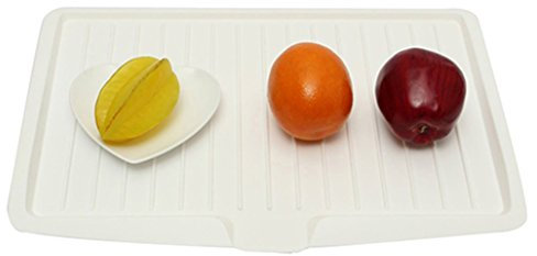 Escurreplatos de plástico para fregadero escurridor de plato secado Pad clasificación bandeja para frutas, verduras y platos, plástico, Blanco, Medium