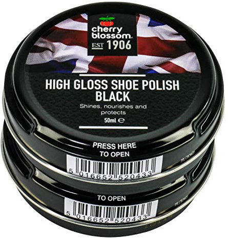 Cherry Blossom High Gloss Polish / Black / 2 Pack / Made in England, Black, 1 A 1 US