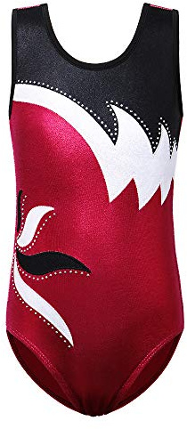 ZNYUNE Ragazza Tuta da Ginnastica Ginnastica Bambini Maglia Leotard Competizione Ginnastica Body Turn Body 3-14 Anni 208 Winered 8A