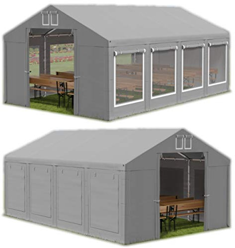 Das Company Partyzelt 5x8m Lagerzelt Universalzelt Moskitonetz wasserdicht grau Zelt 560g/m² PVC Plane Hochwertigeszelt Gartenzelt Summer ISDM - Faltpavillon, Gartenpavillon, Pavillon - Gartenhaus