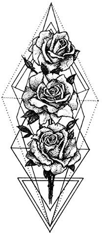EROSPA® Tattoo-Bogen temporär/Sticker - Rosen Flowers Blume Blüte - Wasserfest - 19 x 9 cm