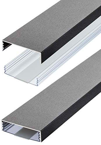 Goulotte de câbles design plat en aluminium laqué en fonte style anthracite structure fine autocollante 50 mm x 15 mm Alunovo goulotte/conduit d'installation (longueur : 40 cm)