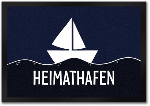 trendaffe Heimathafen Fußmatte mit Schiff und Meeresmotiv