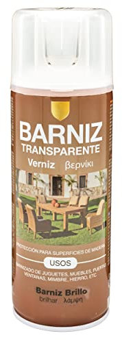 BESCH Pintura spray 400ml Barniz Brillo transparente para Metal/Madera/Plástico(Barniz Brillo,1 Bote)