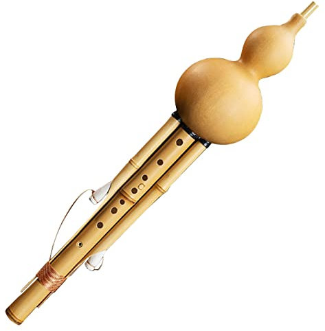 Kürbisflöte Mit Neun Löchern Anfänger, Um Die Kürbisflöte Zu Spielen C Flach B B Kürbisseide Piccolo-Blasinstrument Kürbisflöte Mit Klavierkasten, Umhängeband (Color : Wood, S : G-Key)