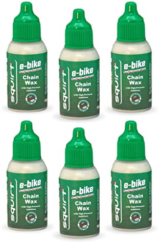 Squirt E-Bike Chain Wax 0.5 Oz, 6 Pack - High-Pressure Additives for E-Bikes - Ebike Chain Lubricant for Wet & Dry Conditions - Electric Bike Chain Lube Reduces Noise & Friction - Ebike Accessories