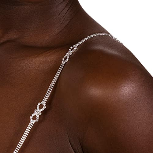 IYOU Spallacci per Reggiseno in Cristallo Argentati per Reggiseno Scintillante con Strass Reggiseno Spalline Accessori per il Corpo per Reggiseno Top (2 Pezzi)