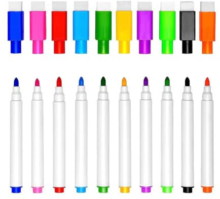 Hononwii Whiteboard Markers, 10 Piecs Magnetic Whiteboard Pens and Eraser set, 10 Colour Whiteboard Pen Dry Erase Marker