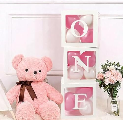 Set di scatole per palloncini 3 pezzi con scritta ONE