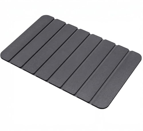 Diatomaceous Earth Stone Bath Mat Non-Slip, Stone Bath Mats for Bathroom Quick Dry, Super Absorbent Diatomaceous Mats 24 x 16 Inch Quick Drying, Eco-Friendly Easy to Clean (Dark Grey 1 Pack)