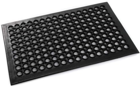 rg-vertrieb Gummimatte 40x60 cm mit Anlaufkante – Ringgummimatte Wabenmatte, rutschfeste Schmutzfangmatte für Außen & Innen, Wetterfeste Fußmatte flach 8mm, Schwarz