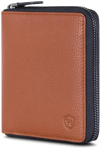 VON HEESEN Leder Geldbörse mit RFID-Schutz - Portemonnaie für Herren & Damen aus echtem Leder - Wallet mit Münzfach - Geldbeutel für Männer und Frauen in Cognac Braun